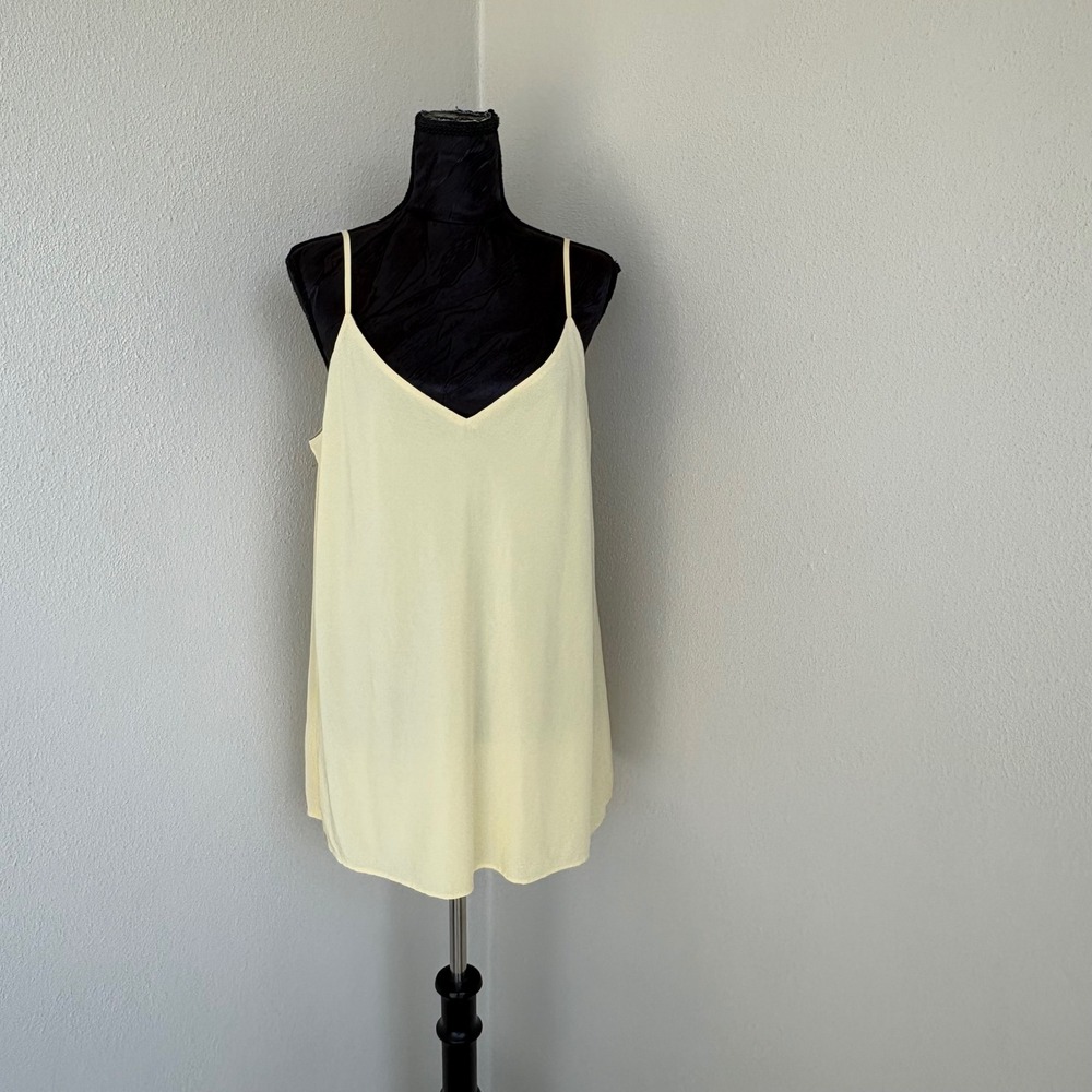 Lafayette 148 YN 100% Silk Charmeuse Tank Camisole Blouse L Wildflower Yellow
